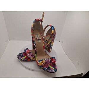Steve Madden Womens Sz 8.5 M‎ Bright Floral Block High Heels Ankle Strap